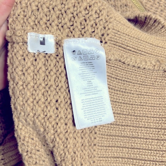 #22 MICHEAL l Micheal Kors Tan Gold Zipper Detail Crew Neck Sweater XS - Picture 6 of 7
